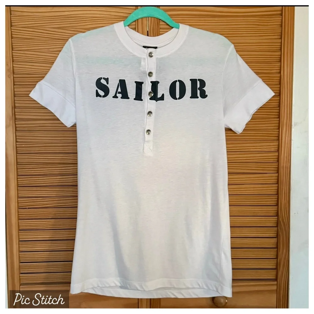 ON HOLD! Vintage D & G Dolce And Gabbana 2000s Sailor Henley Tshirt L Y2K D&G - Picture 3 of 11